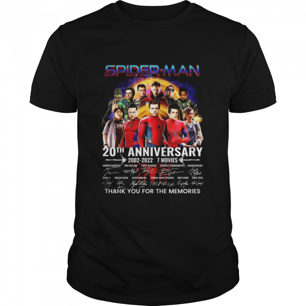 Spider man 20th anniversary 2002 2022 7 movies thank you for the memories shirt Classic Men's T-shirt