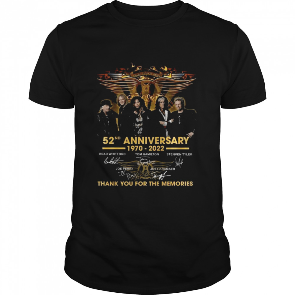 Aerosmith 52nd anniversary 1970 2022 signatures thank you for the memories shirts