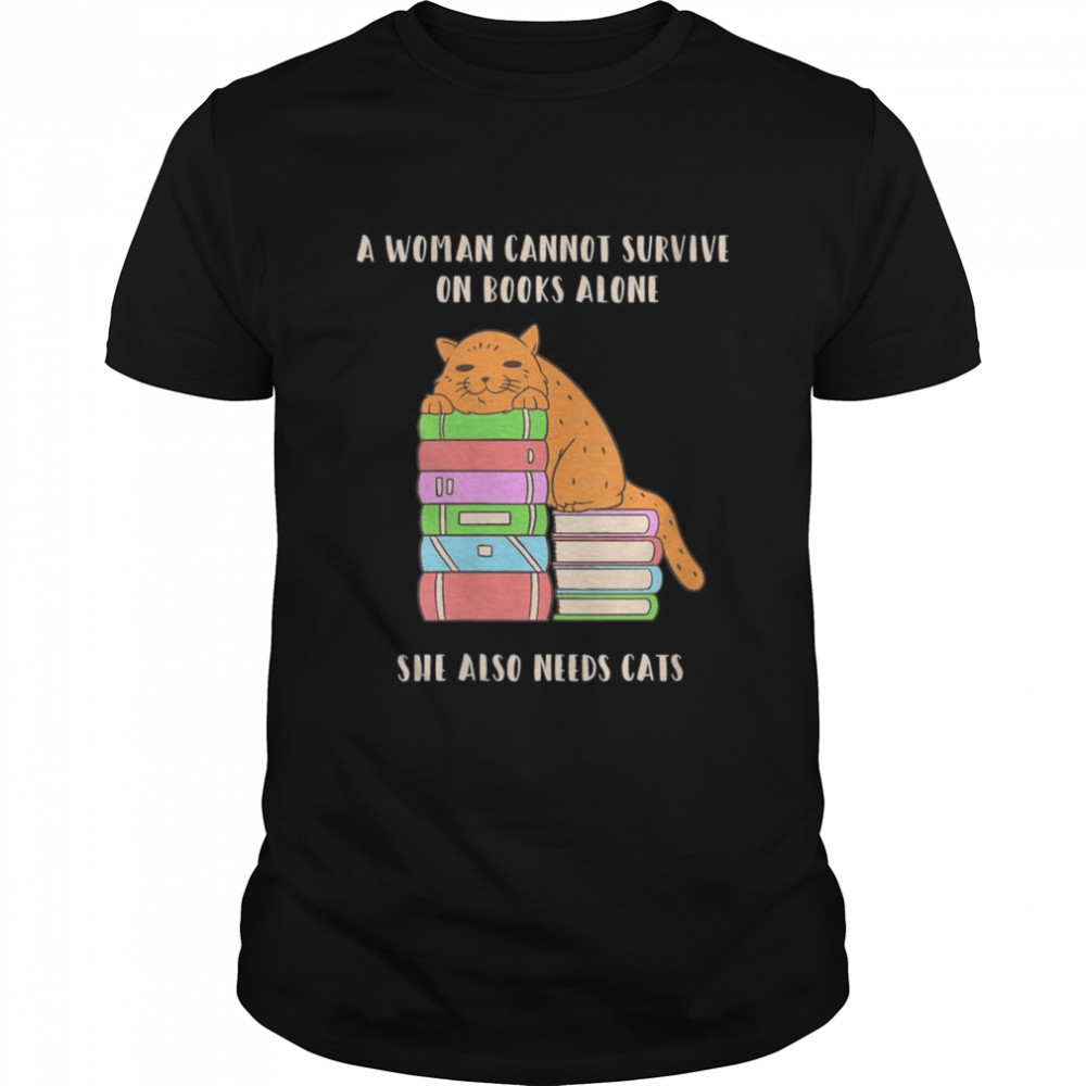 Womens All I need is books & Cats art Shirt