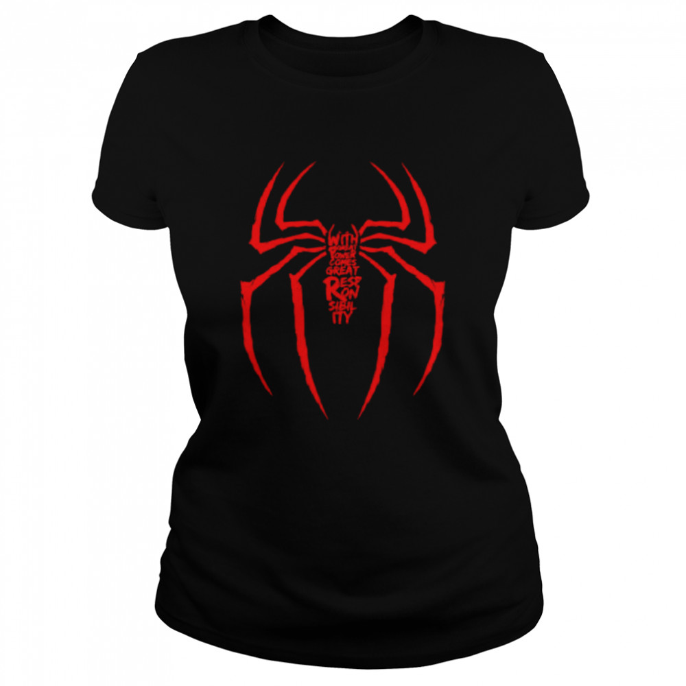 Spiderman with great power comes great responsibility shirt Classic Women's T-shirt