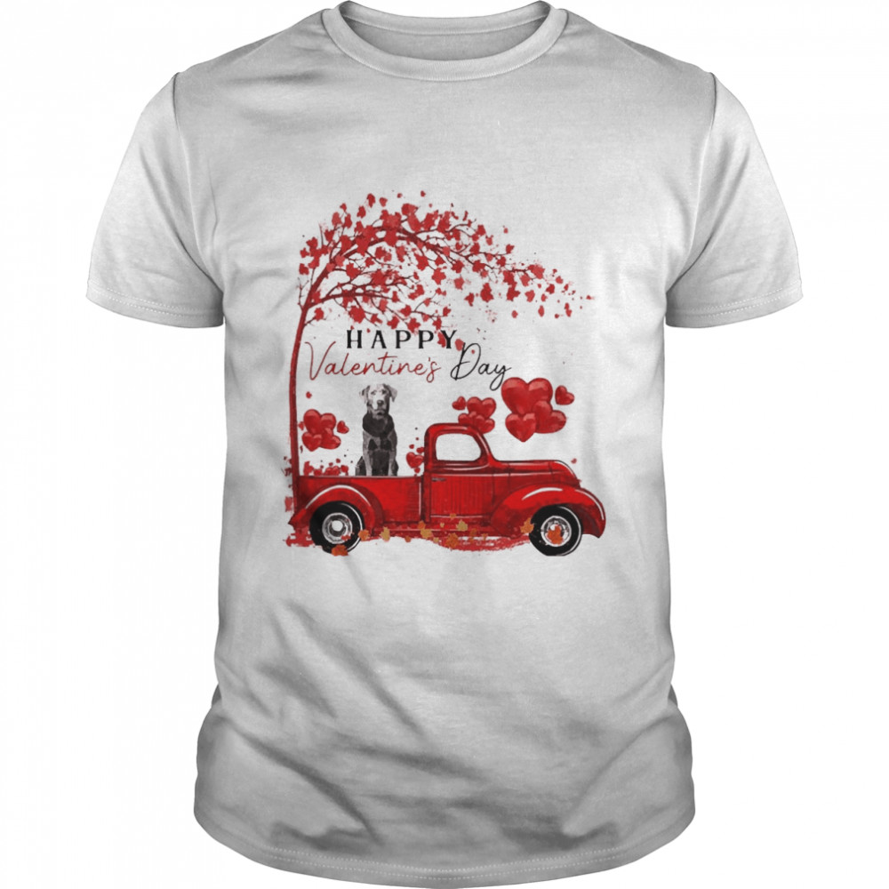 Labrador Driving Truck Happy Valentines”s Day Silver Labrador Shirts