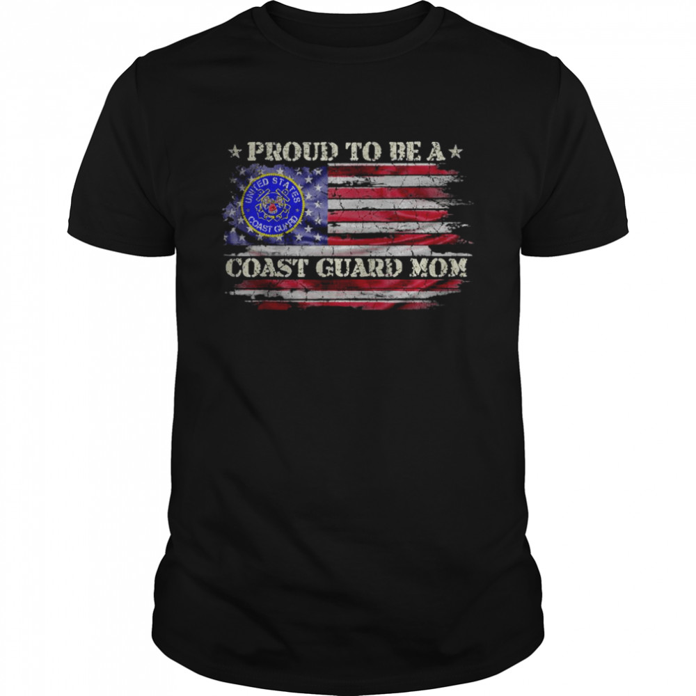 Vintage USA American Flag Proud To Be A US Coast Guard Mom T- Classic Men's T-shirt