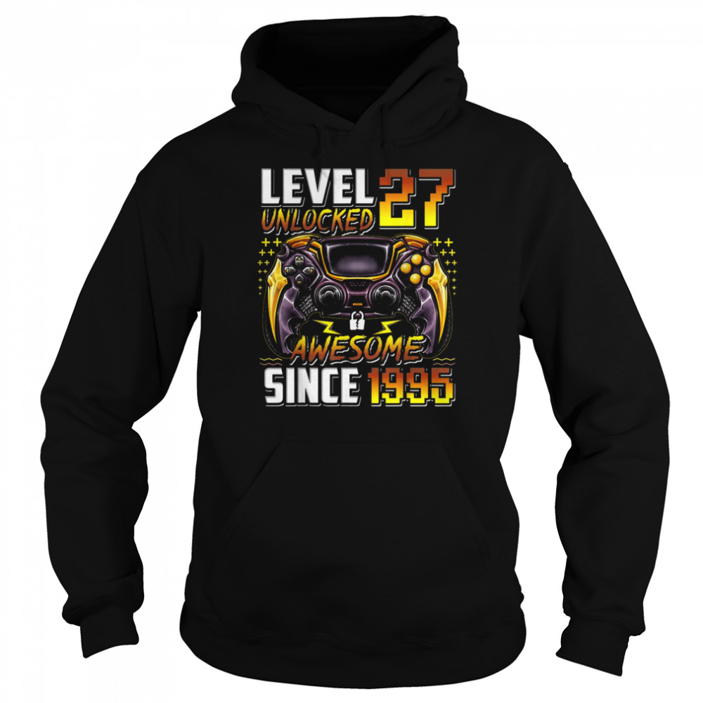 Level 27 Unlocked Awesome Since 1995 27th Birthday Gaming Unisex Hoodie
