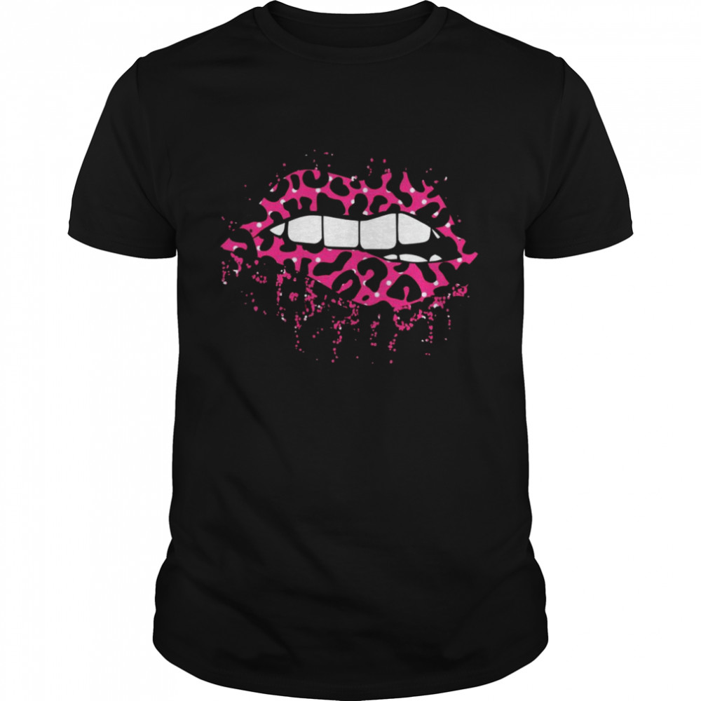 Cool Lips Bite Kiss Me Leopard Print Cheetah Valentine day Shirts