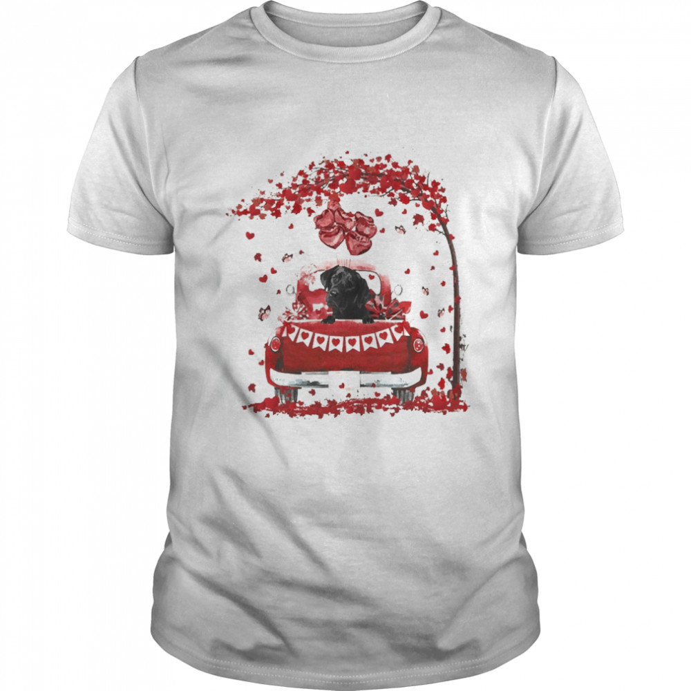 Valentine Red Car Black Labrador  Classic Men's T-shirt