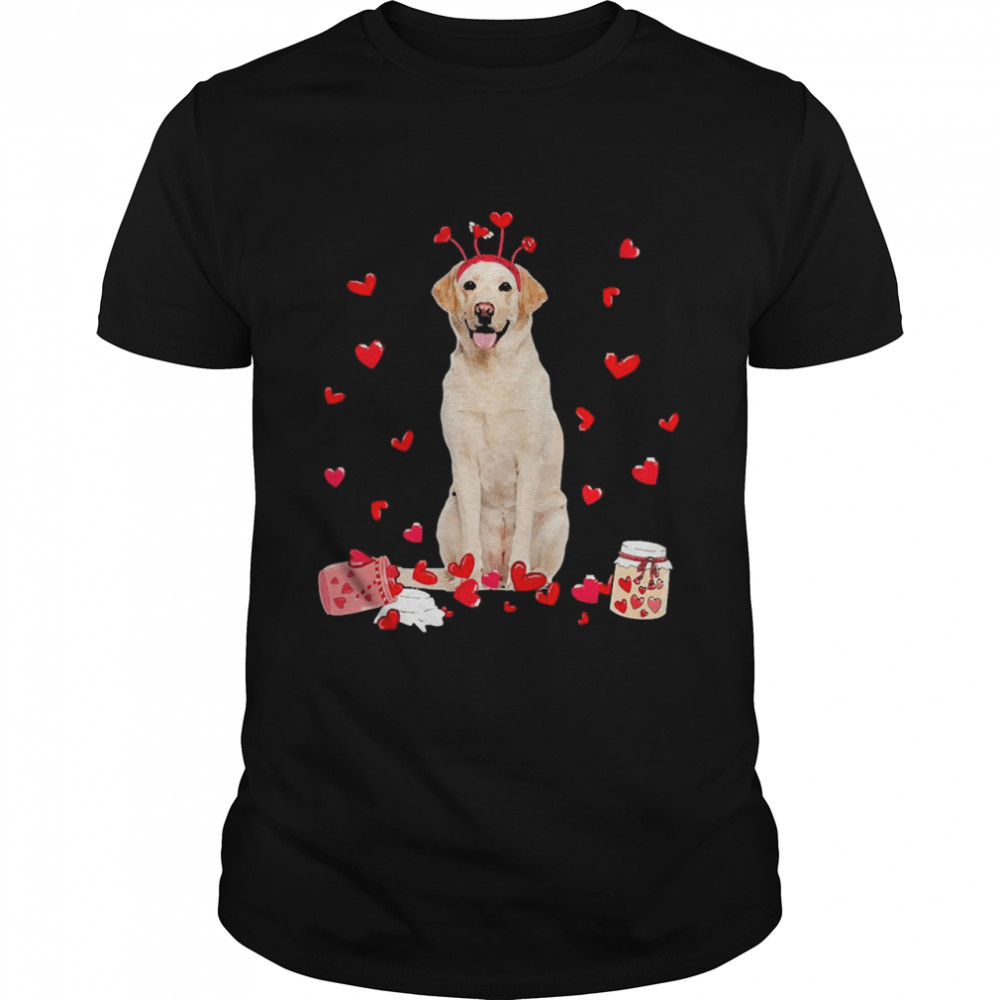 Valentines’s Day Sweet Headband Yellow Labrador Dog Shirts