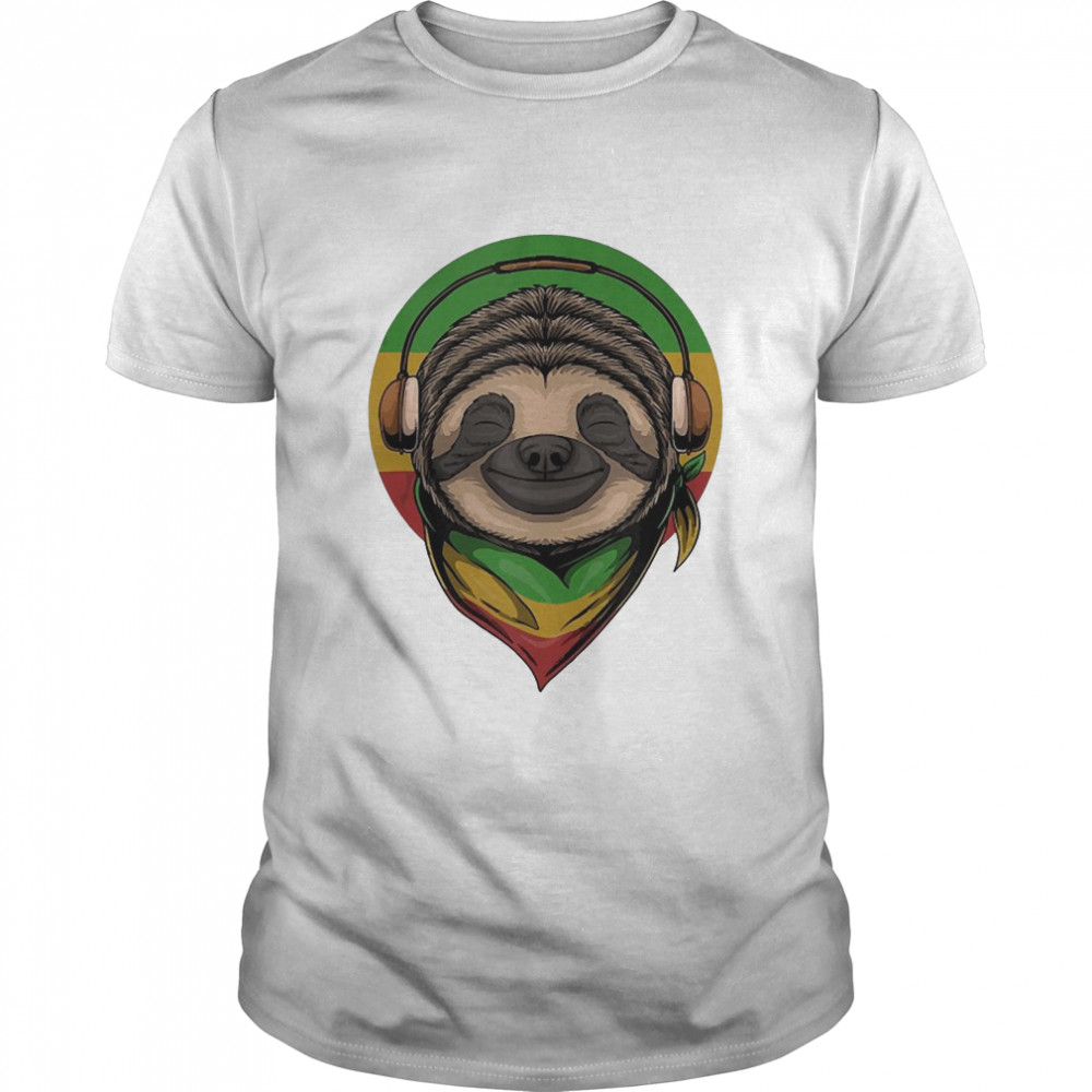 Rasta Reggae Sloth Music Art For Rastafari Lover Shirt