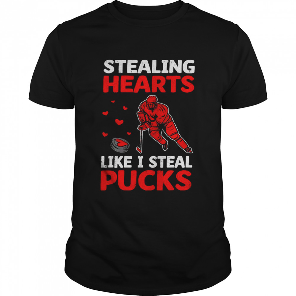 Stealing Heart Like I Steal Pucks Boys Valentines Day Hockey Shirts