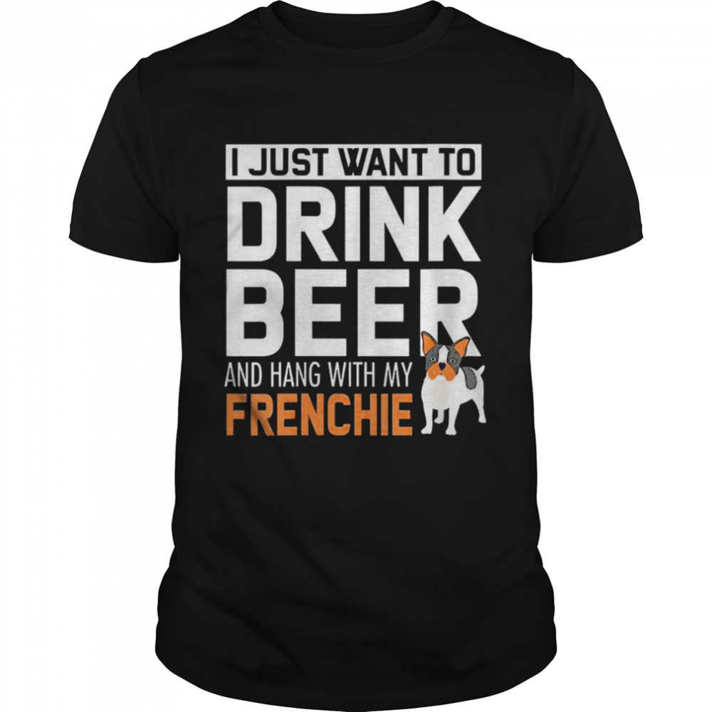Dog Owner French Bulldog Beer Drinking  Classic Men's T-shirt