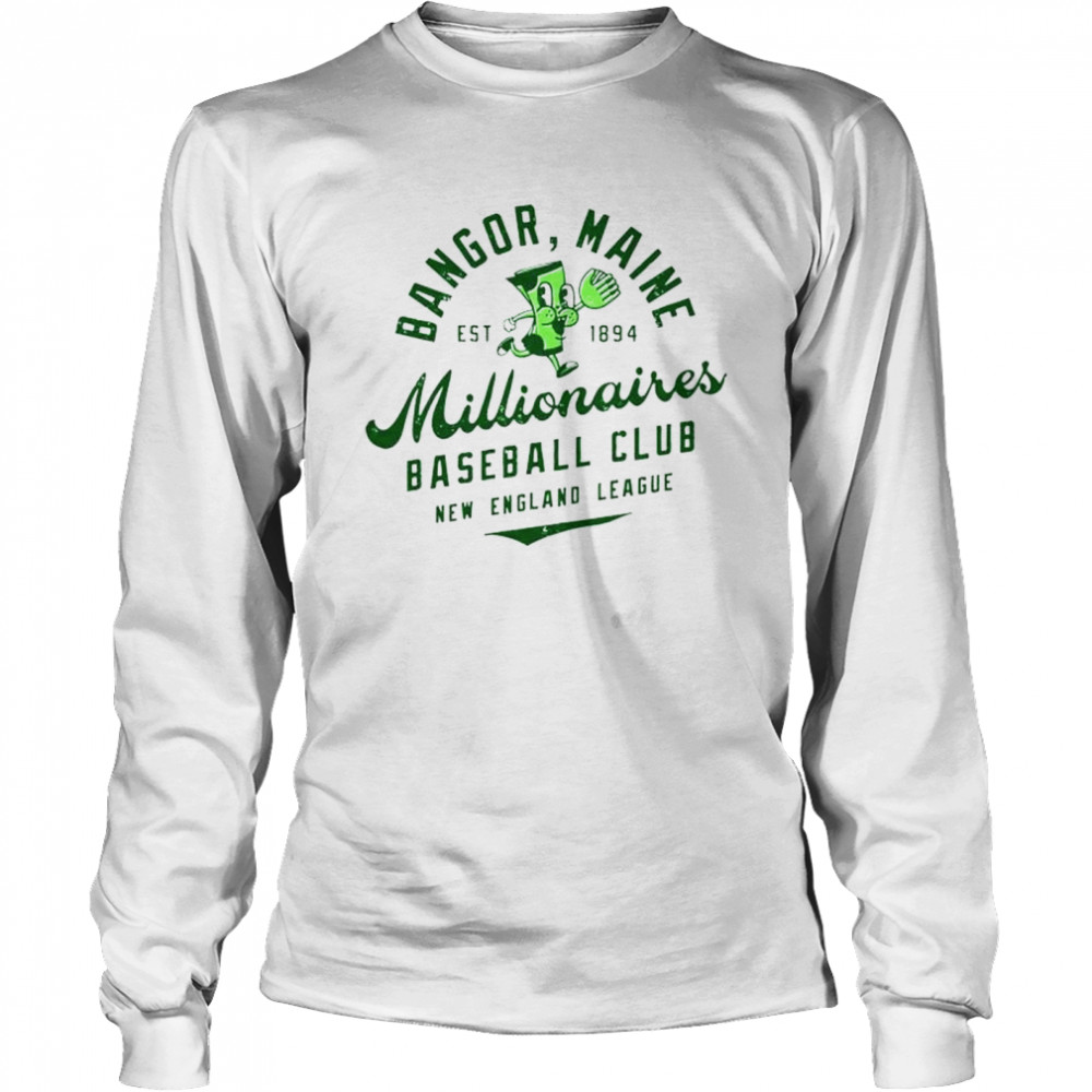 Bangor Millionaires Maine Vintage Minor League Baseball shirt Long Sleeved T-shirt