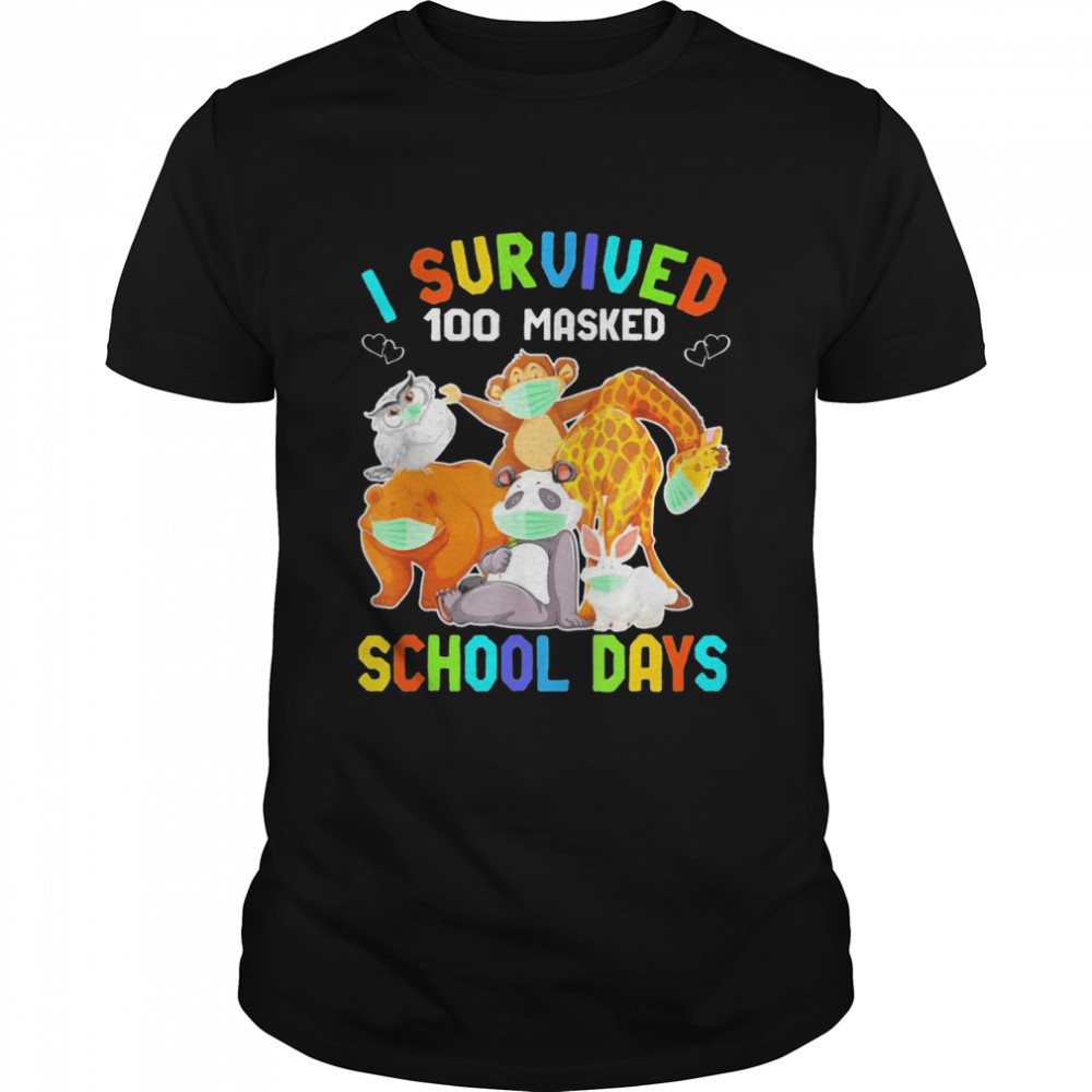 I Survived 100 Masked School Days Wild Animal Characters Shirts