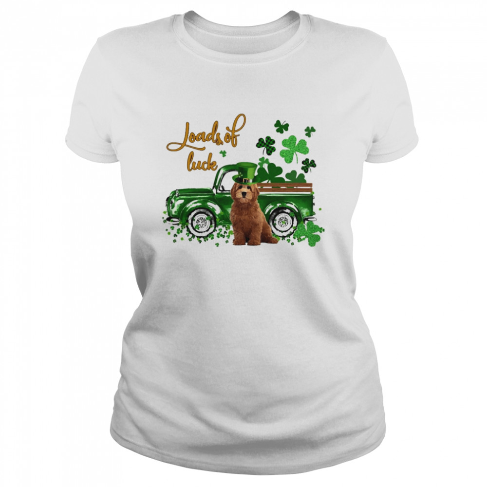 Happy Patricks Day Loads Of Luck Red Goldendoodle Dog Classic Women's T-shirt