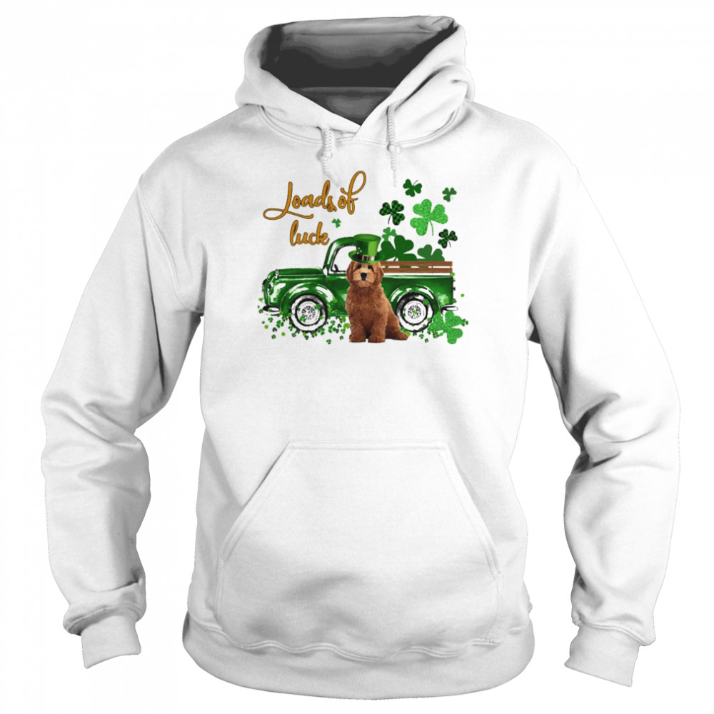 Happy Patricks Day Loads Of Luck Red Goldendoodle Dog Unisex Hoodie