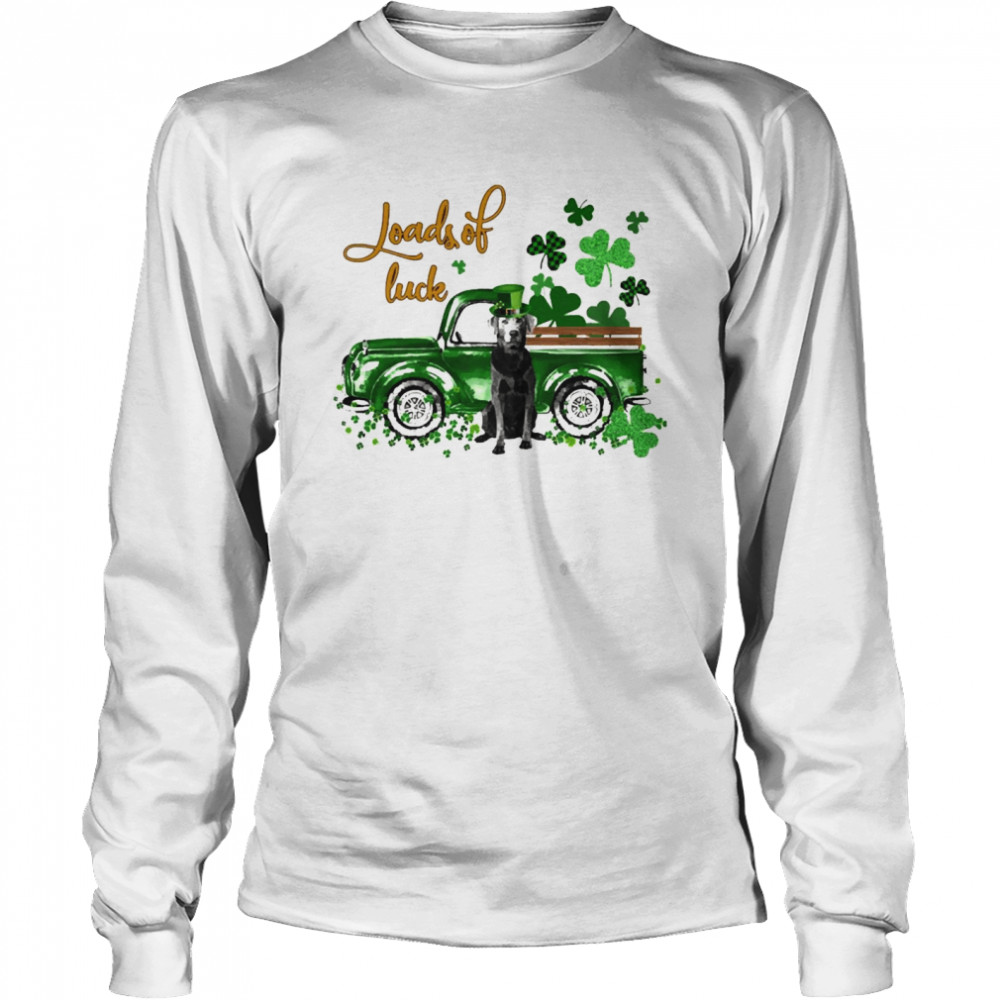 Happy Patricks Day Loads Of Luck Silver Labrador Dog Long Sleeved T-shirt