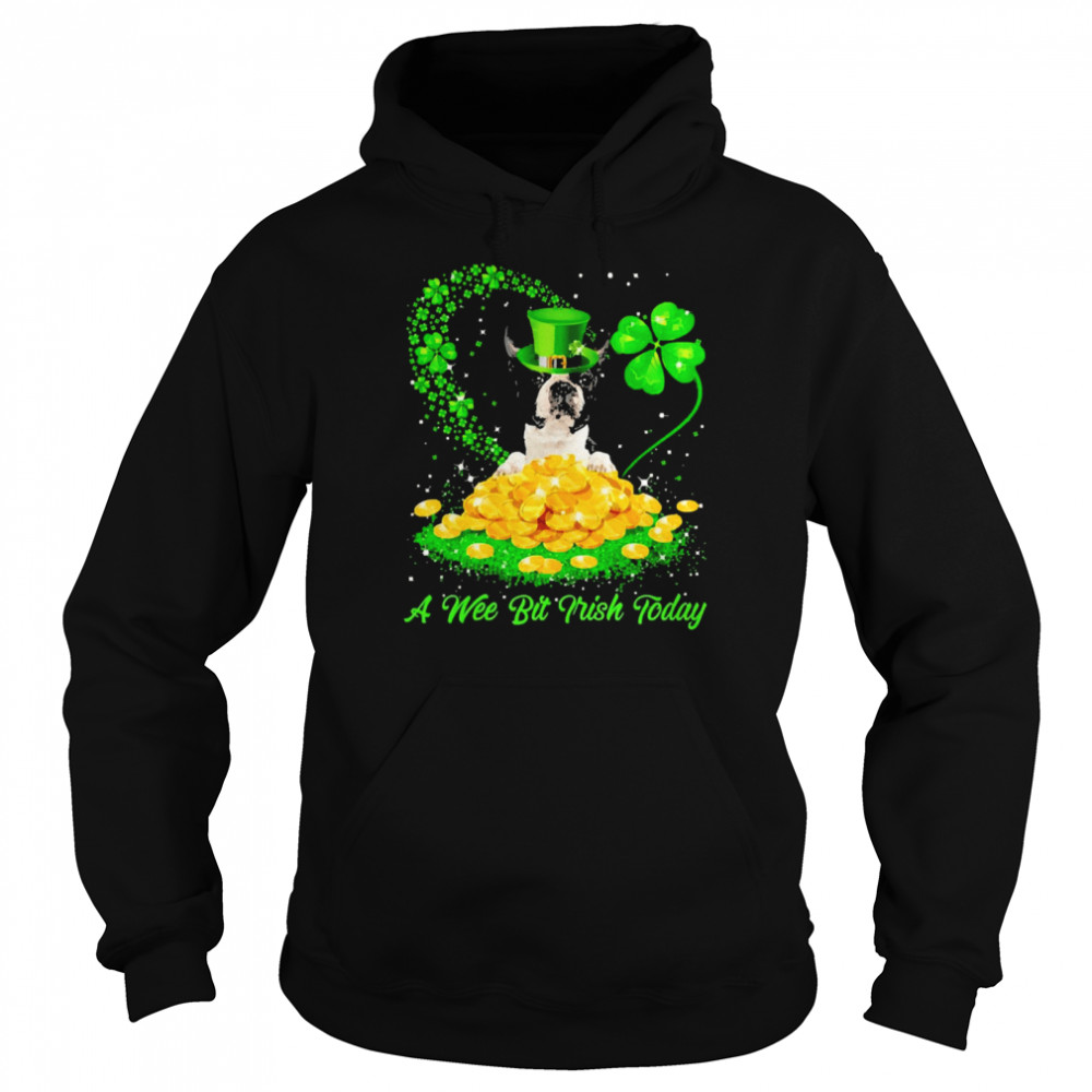 Irish Today Black Boston Terrier Dog A Wee Bit Irish Today Unisex Hoodie