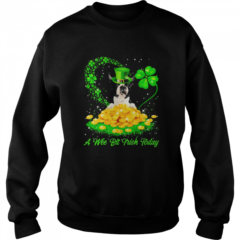 Irish Today Black Boston Terrier Dog A Wee Bit Irish Today Unisex Sweatshirt