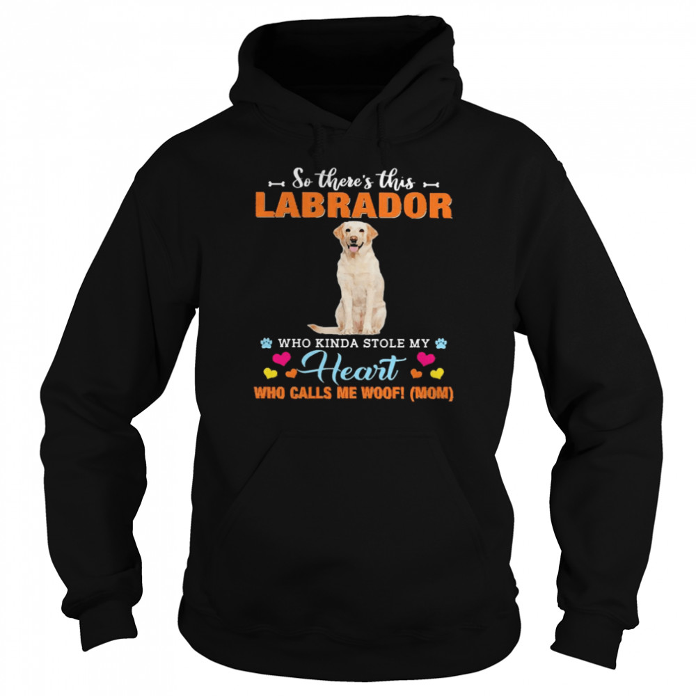 Official a Dog Kinda Stole My Heart So There’s This Yellow Labrador Who Kinda Stole My Heart Who Calls Me Woof Mom Unisex Hoodie