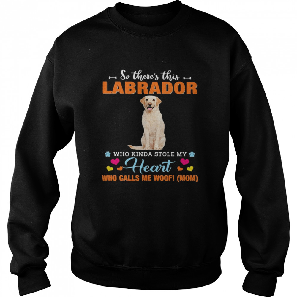 Official a Dog Kinda Stole My Heart So There’s This Yellow Labrador Who Kinda Stole My Heart Who Calls Me Woof Mom Unisex Sweatshirt