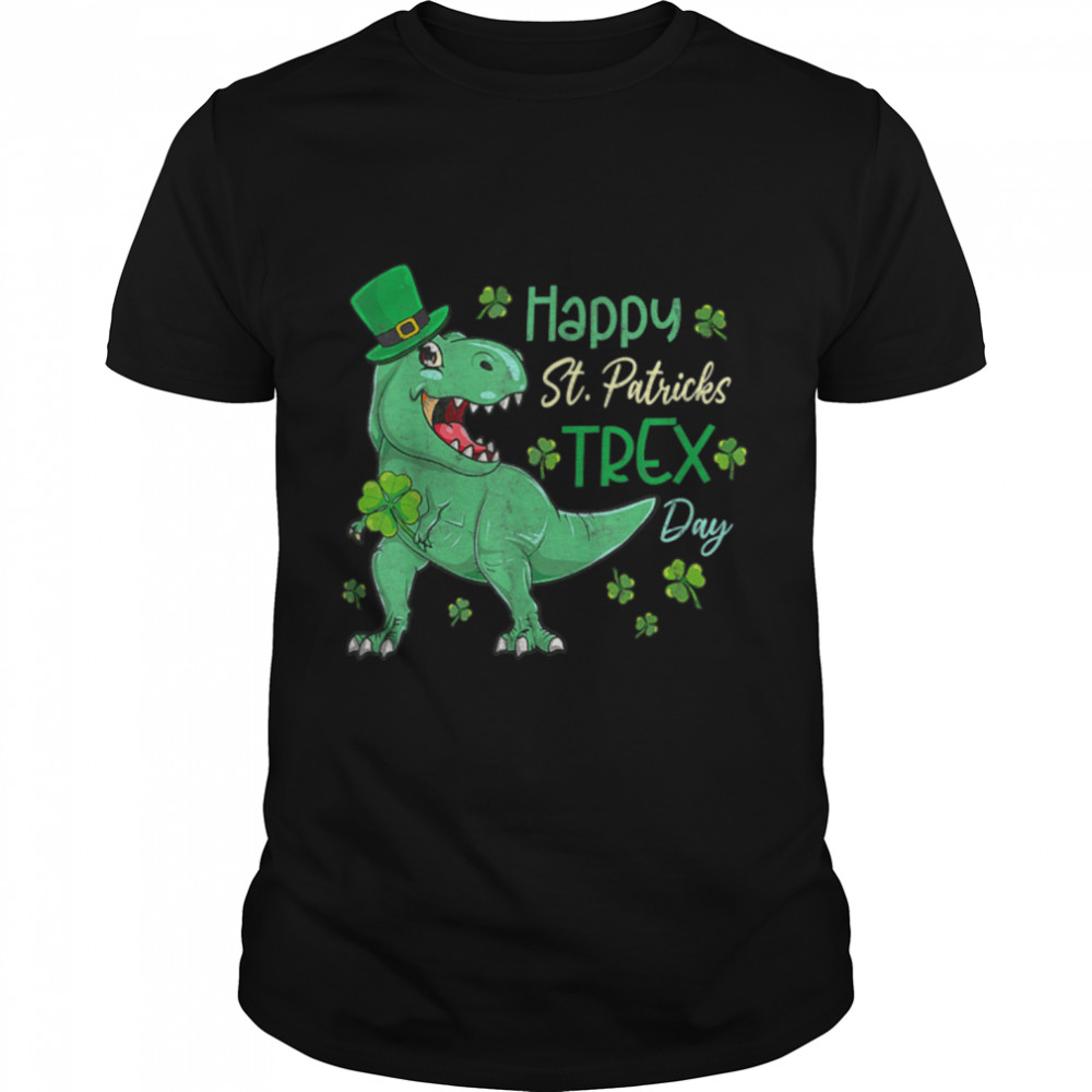 Happy St Pat T Rex Saint Patricks's Day Dinosaur Boys Kids T-Shirt B09SFPQ961s