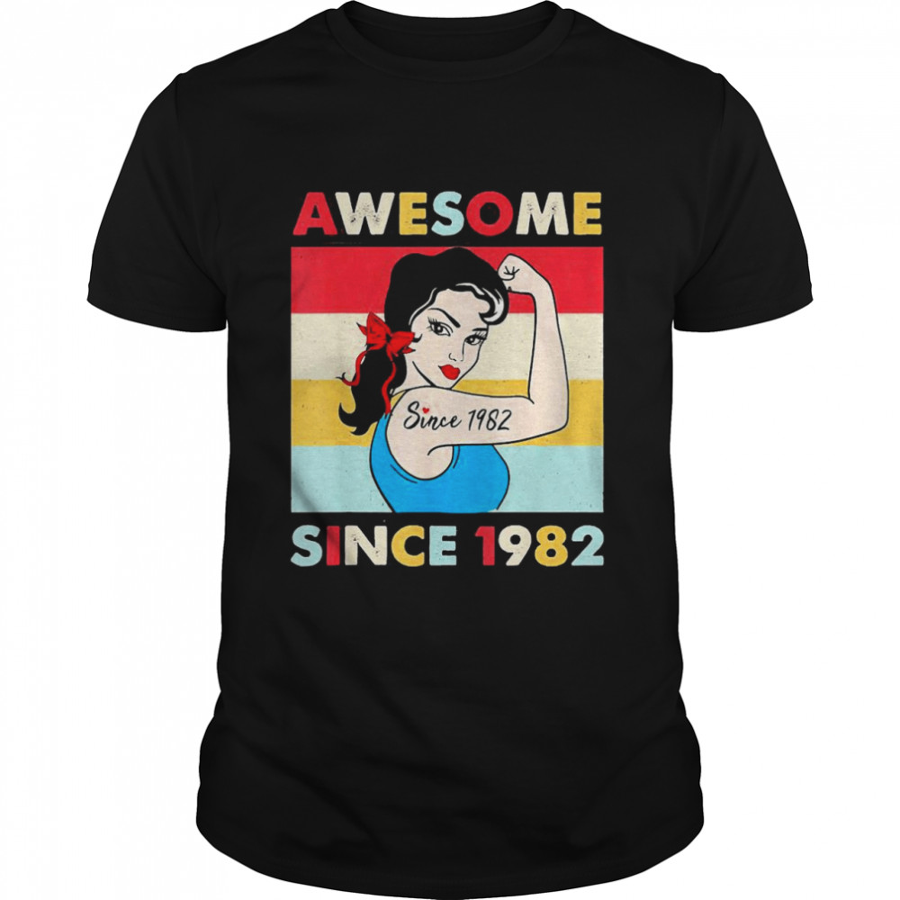 Vintage Awesome Since 1982 Birthday 40th Birthday Shirts