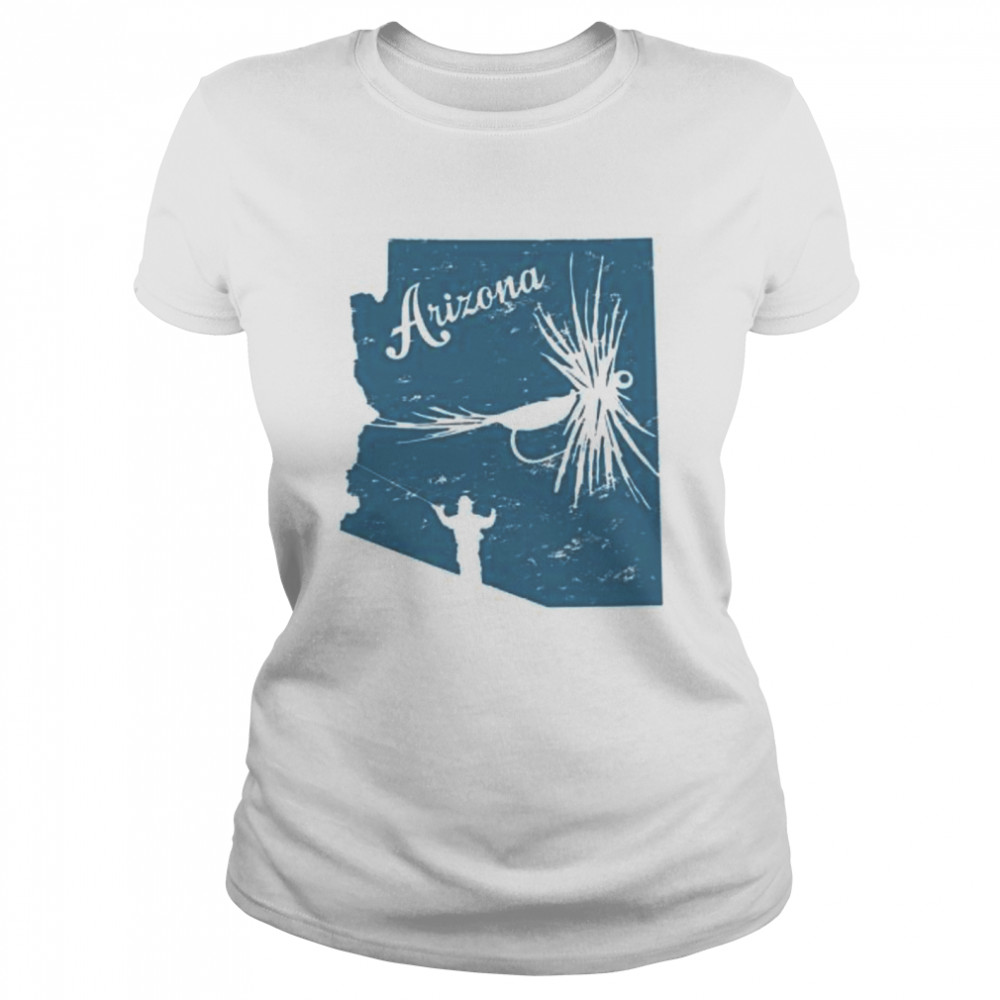 Vintage Fish Arizona State Map AZ Fly Fishing Trout Stream  Classic Women's T-shirt