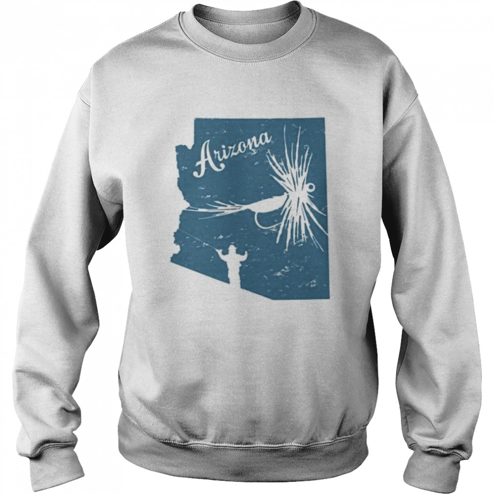 Vintage Fish Arizona State Map AZ Fly Fishing Trout Stream Unisex Sweatshirt