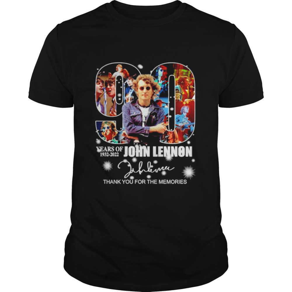 90 Years Of 1932-2022 John Lennon Signatures Thank You For The Memories Shirts