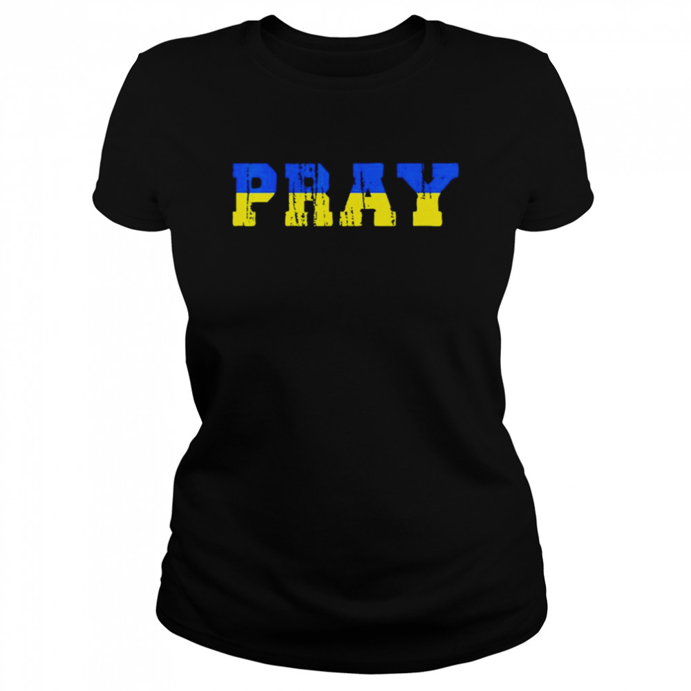 Stop war pray for ukraine ukrainian flag pride vintage shirt Classic Women's T-shirt
