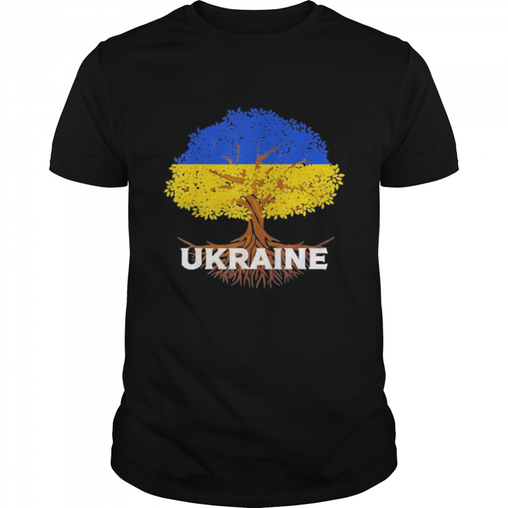 Ukraine Flag Vintage Tree Graphic Ukrainian Roots T-Shirts