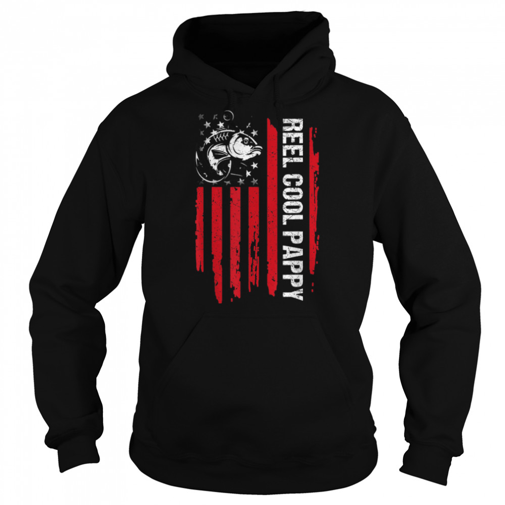 Mens Reel Cool Pappy T- American Flag Fishing Fathers Day T- B09TPHF3KY Unisex Hoodie