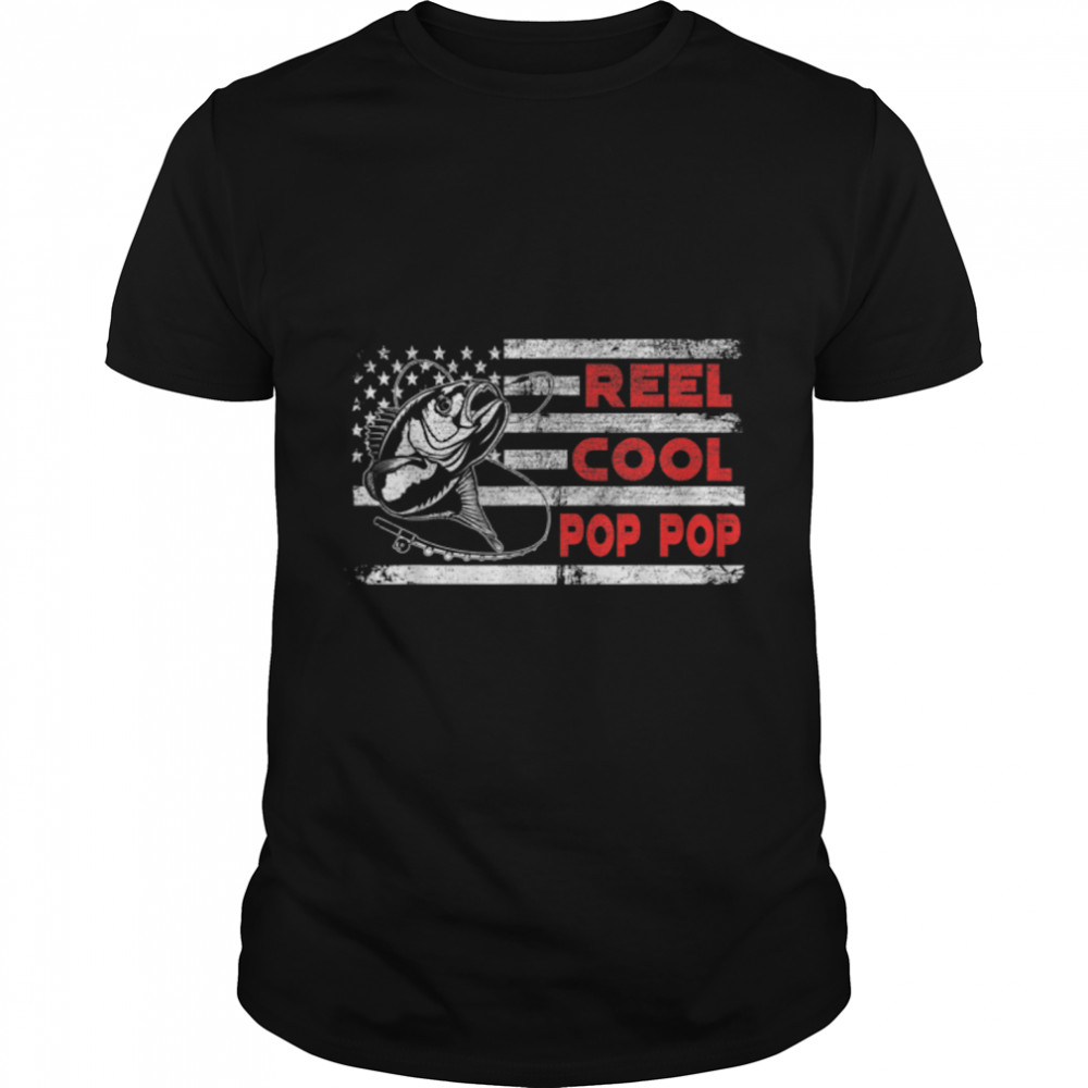Mens Reel Cool Pop Pop Shirt American Flag Fishing Fathers Day T-Shirt B09TPLR2JX