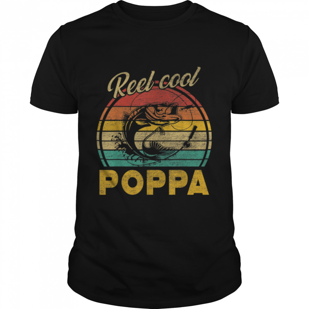 Mens Reel Cool Poppa  Vintage Fishing Fathers Day T- B09TPKKFJF Classic Men's T-shirt