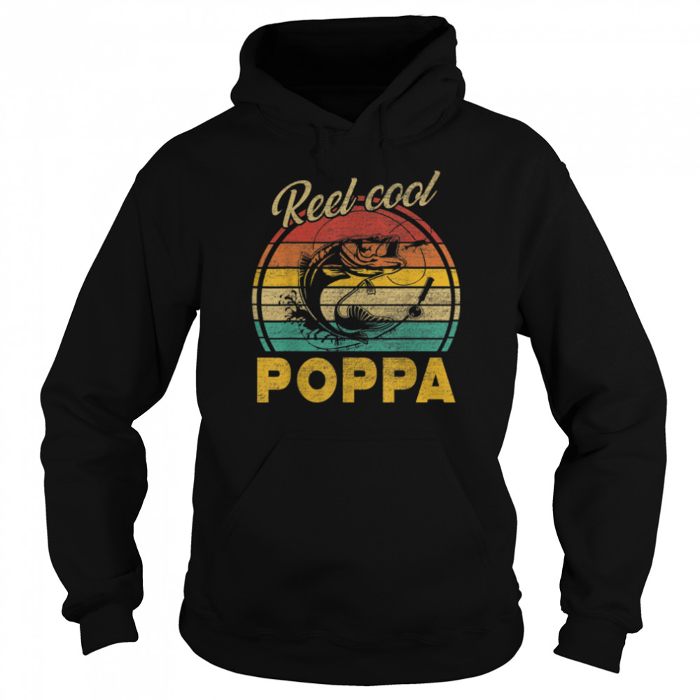 Mens Reel Cool Poppa Vintage Fishing Fathers Day T- B09TPKKFJF Unisex Hoodie