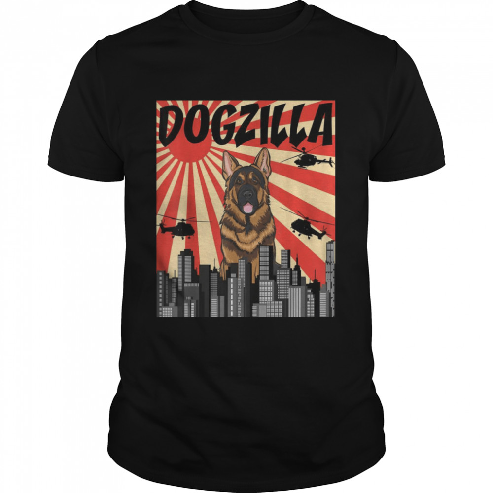 Retro Dogzilla Japanese German Shepherd Dog Shirt