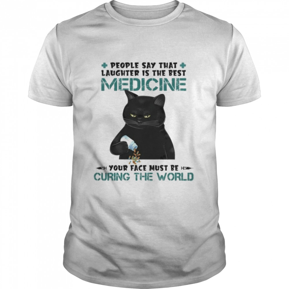 Black Cat People Say That Laughter Is The Best Medicine Curing The World T- Classic Men's T-shirt