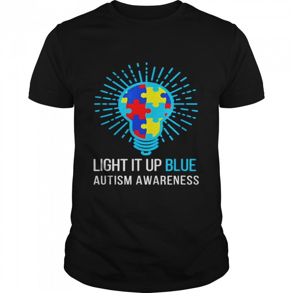 Light It Up Blue Autism Awareness Ribbon Puzzle Pieces shirts