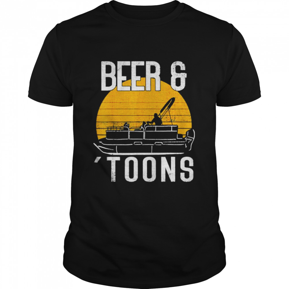 Retro Vintage Beer s& Toons Pontoon Boat Captain Boating shirts