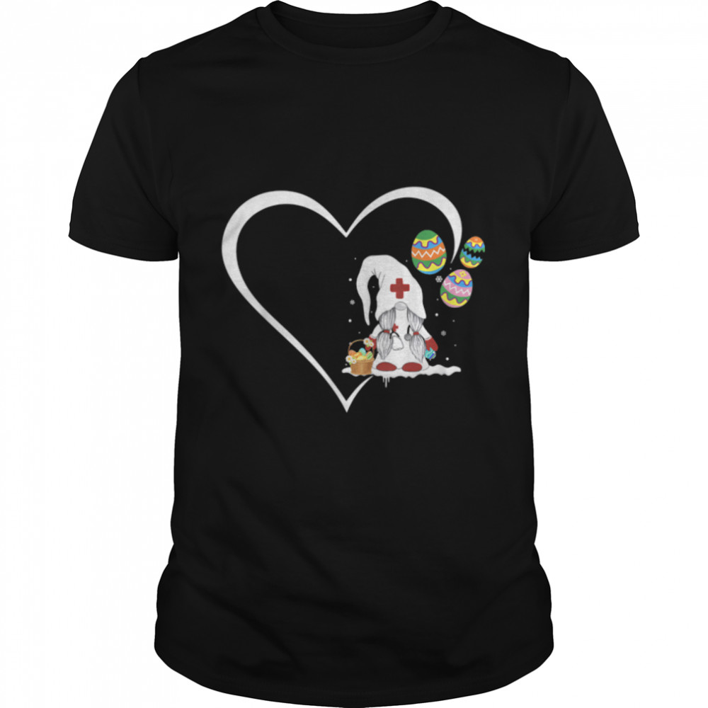 Cute Heart Easter Gnome Eggs Happy Easter Day Hunting Basket T-Shirt B09VX6R8SQs