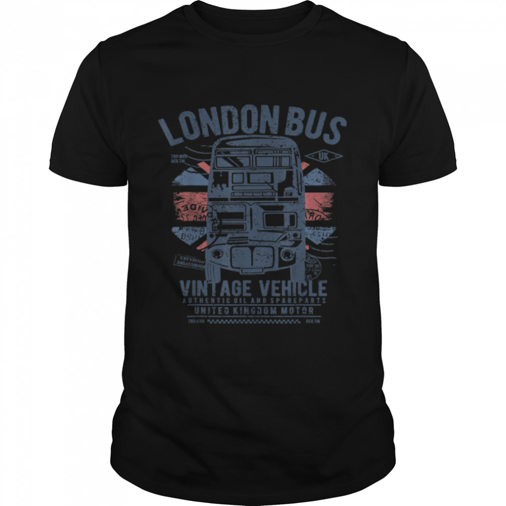 London United Kingdom Travel Flag Vintage Retro Vehicle Car T-Shirt B09VYWHYCH