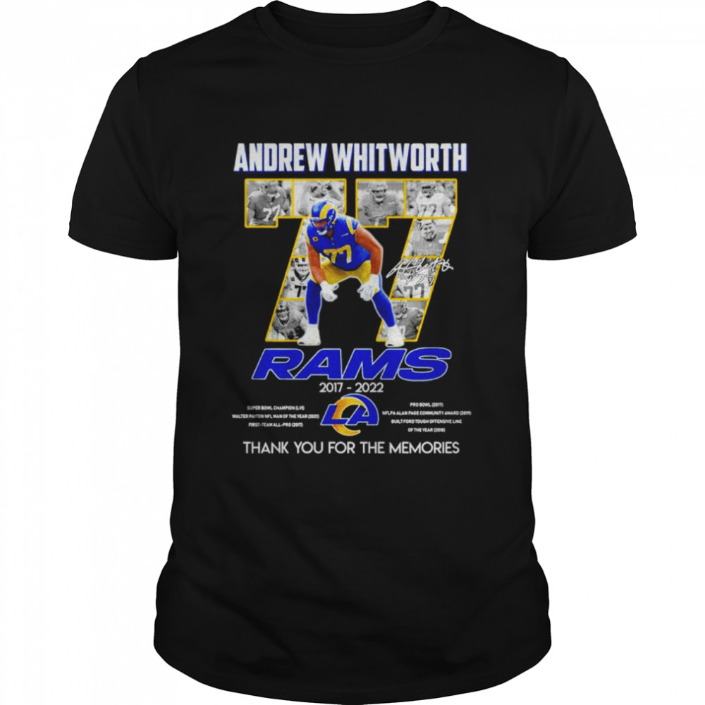 Andrew Whitworth Rams 2017 2022 thank you for the memories shirts