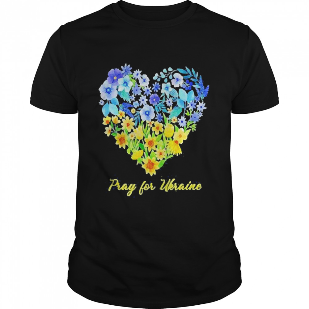 Sunflower Wildflower Blue and Yellow Floral Ukraine Heart 2022 Shirts