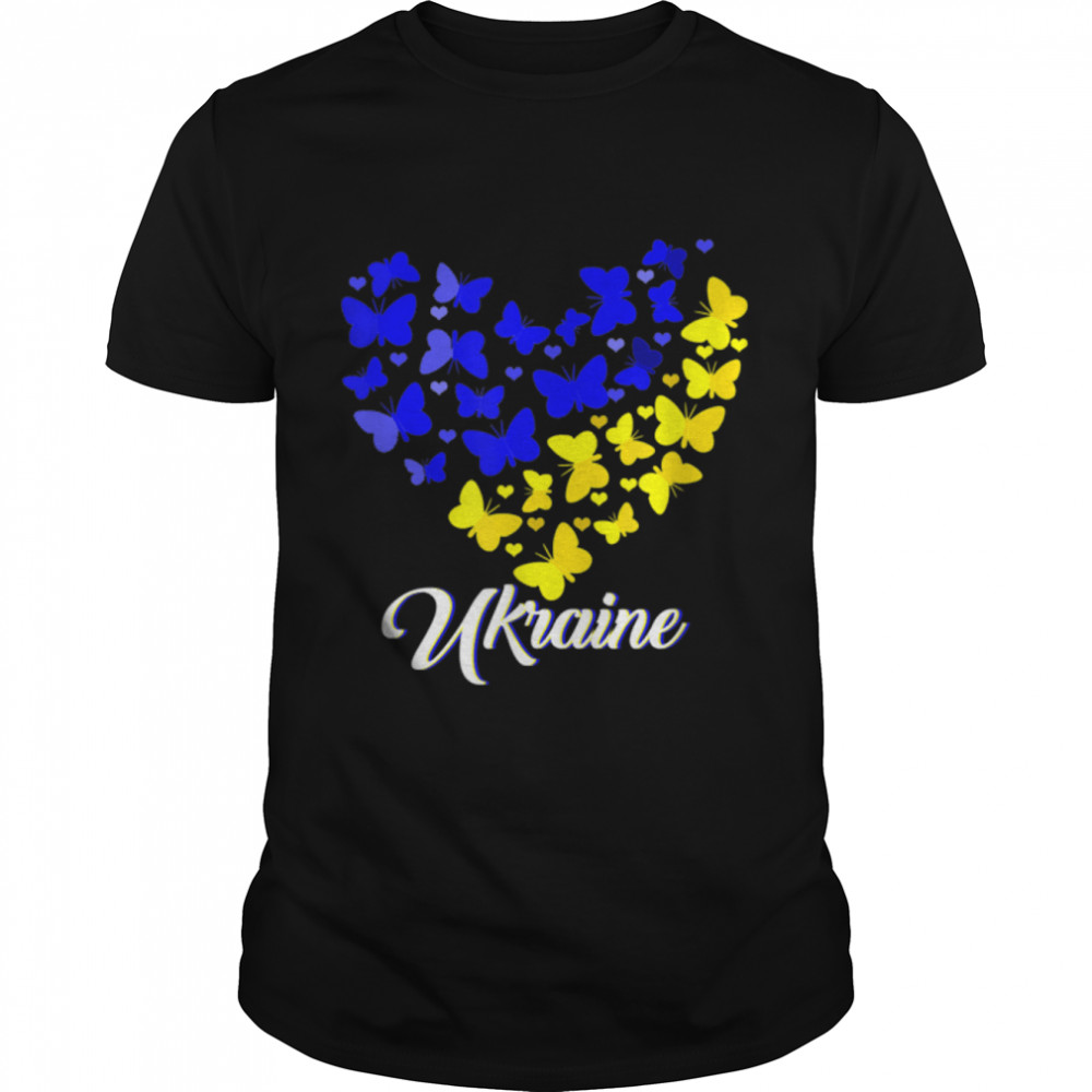 Heart Heart Ukraine shirt Butterfly I Stand With Ukraine T-Shirt B09W5JRJN1s