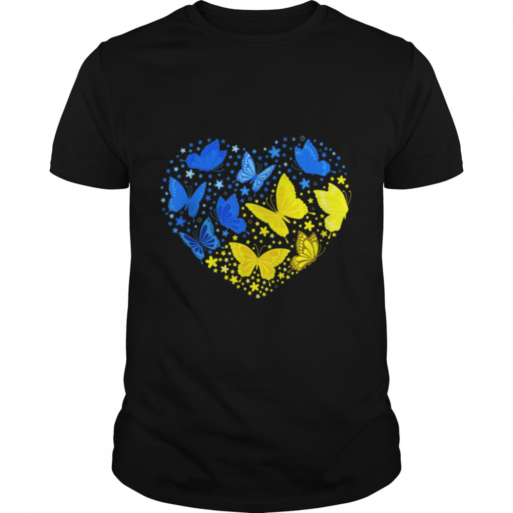Heart Heart Ukraine shirt Butterfly I Stand With Ukraine T-Shirt B09W5K2HK7
