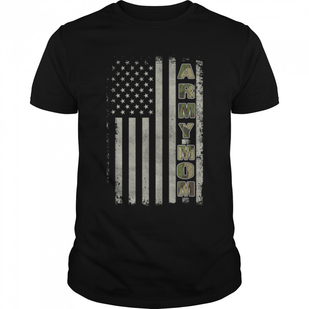 US Flag Proud Mom Proud US Army Mom Veteran Memorial Day T-Shirt B09W5QJT48