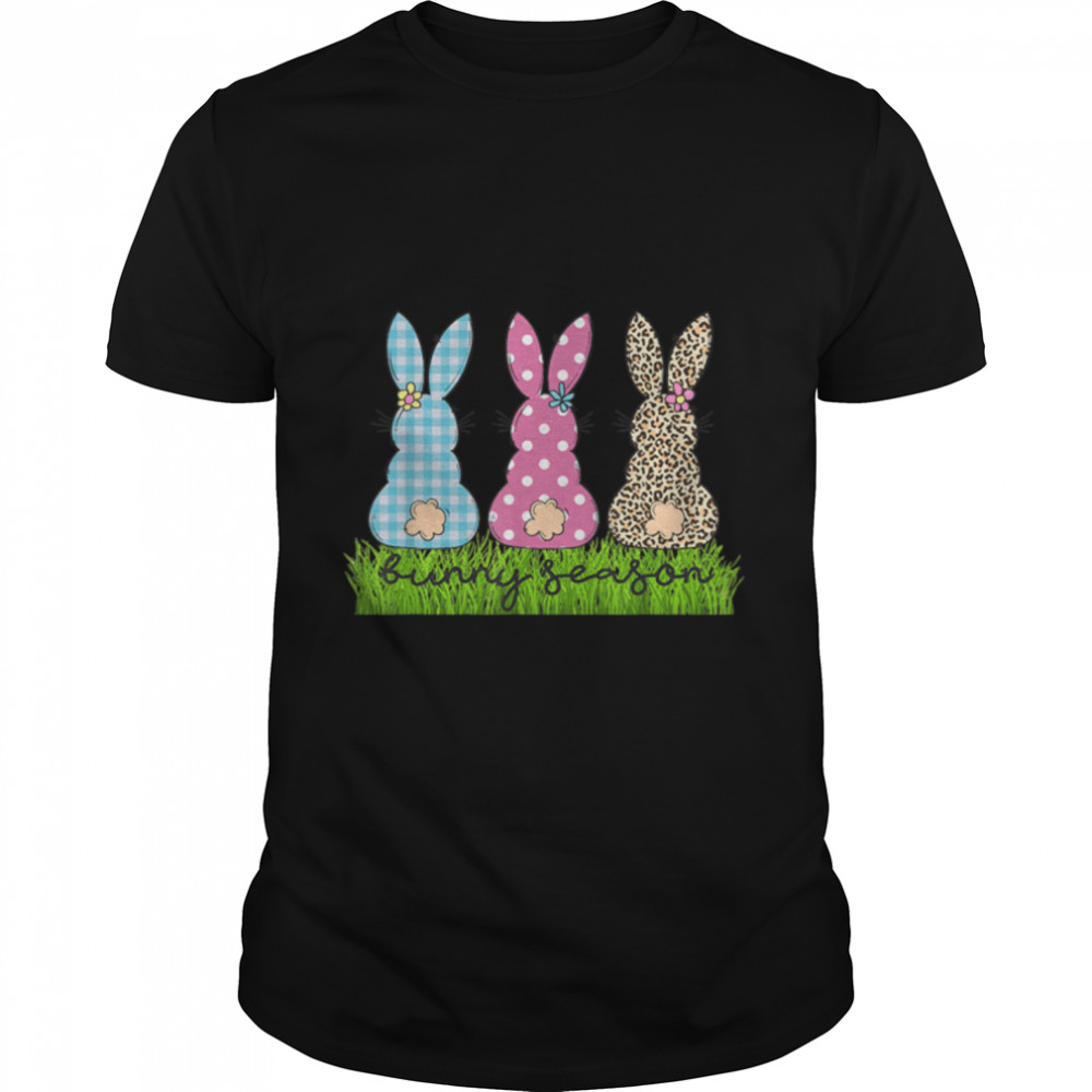 Bunny Season with Leopard Printed Easter Day T-Shirt B09W5QTKYZs