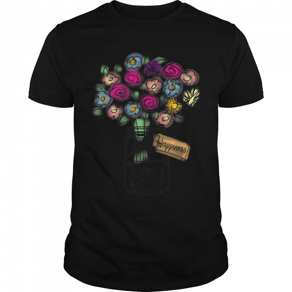 Womens Happiness Is Being Gigi Life Flower Funny T- B09W633NMH Classic Men's T-shirt