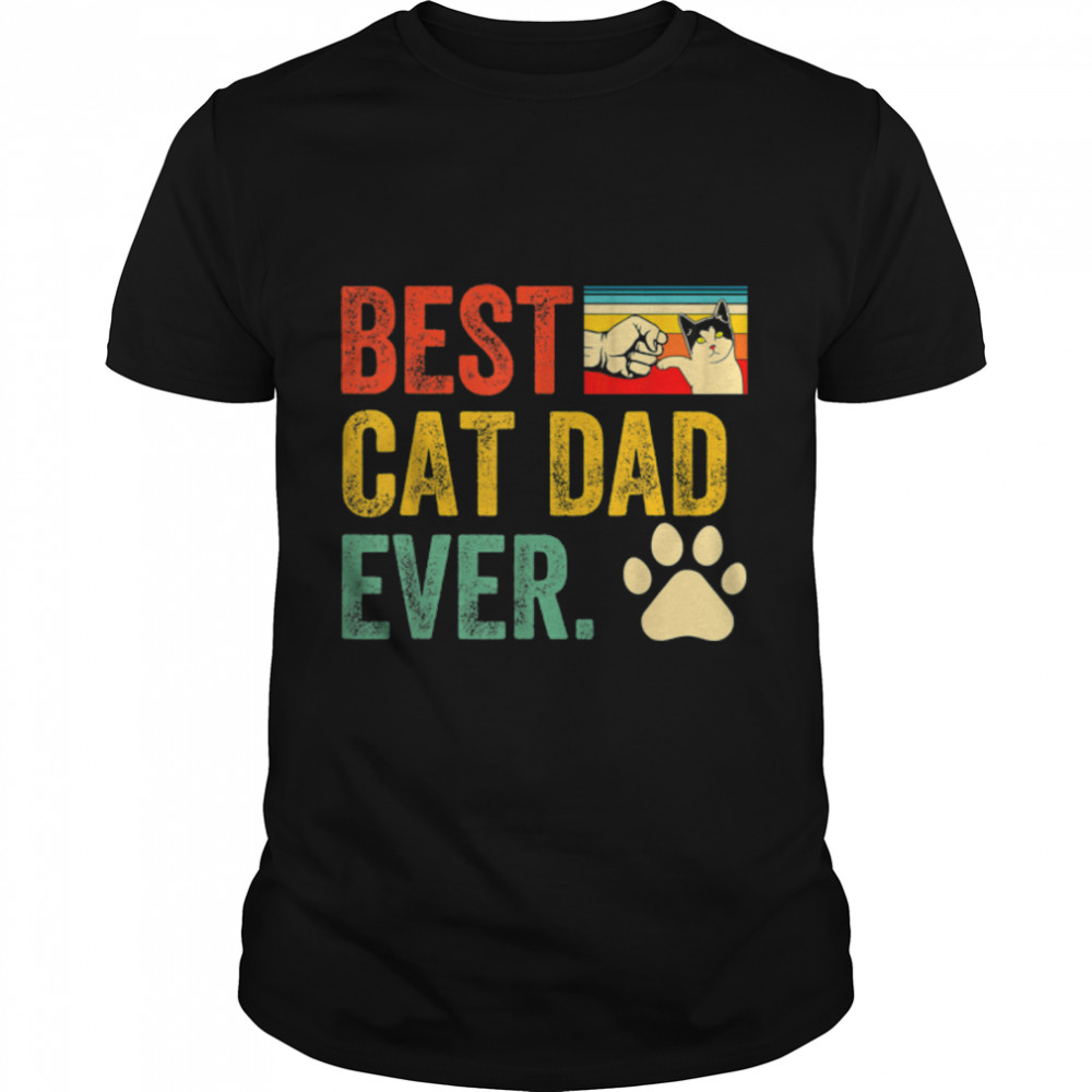 Retro Vintage Best Cat Dad Ever Cat Daddy Fathers's Day T-Shirt B09W8R3CJ1s