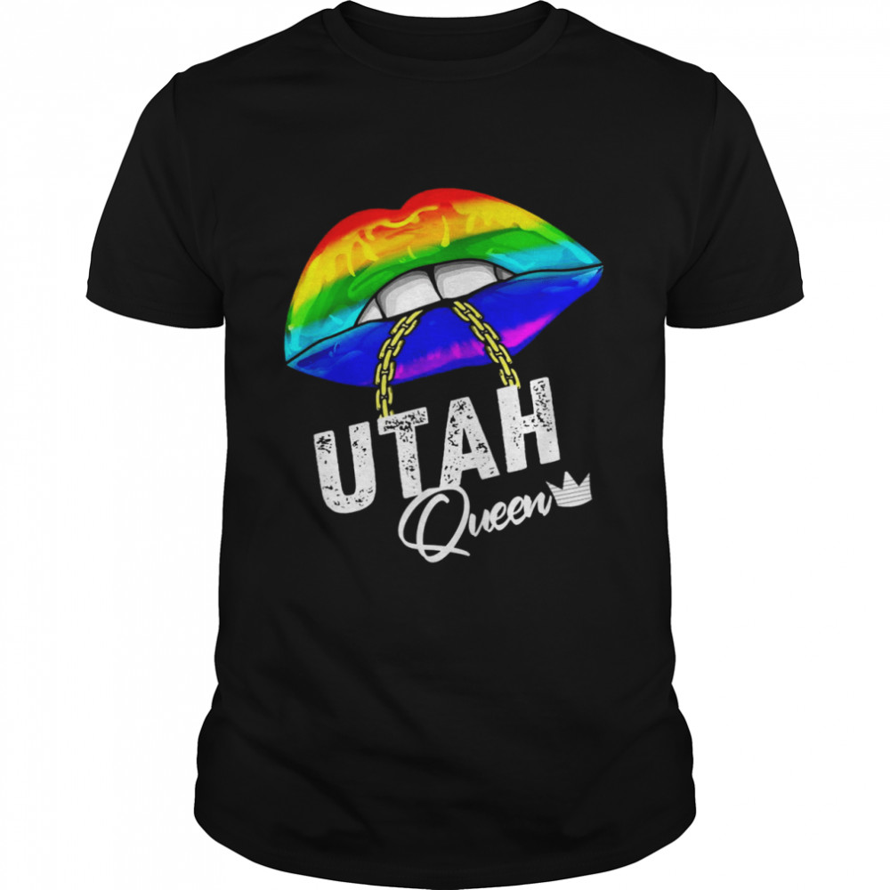 Utah Queen LGBTQ Gay Pride American Rainbow Lips Proud Cute Shirts