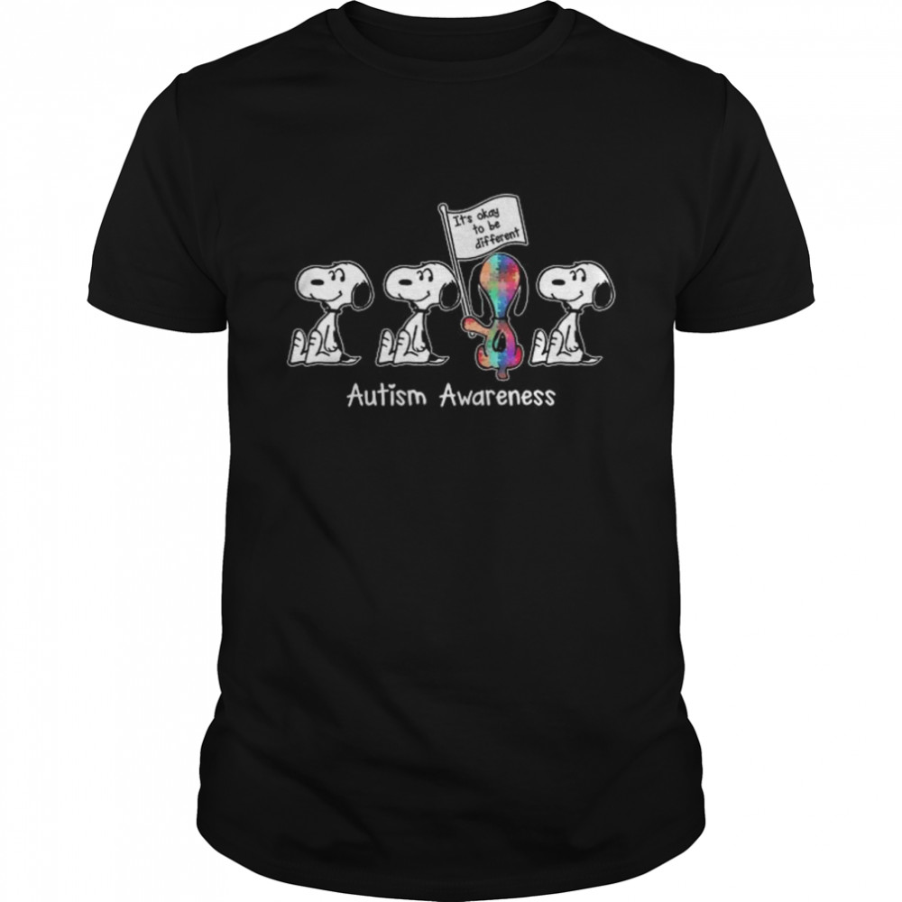Snoopy it’s okay to be different Autism Awareness shirt
