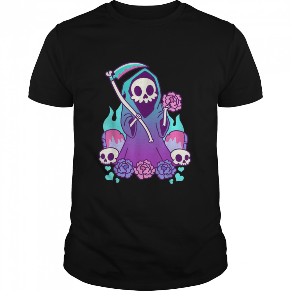 Kawaiis Pastels Goths Grims Reapers Withs Rosess Shirts